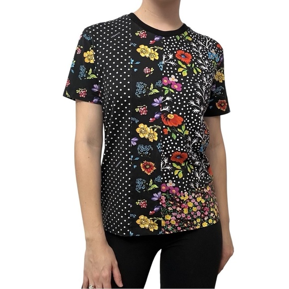 Versace T-Shirt Short Sleeve Unisex Floral Black Designer Size Extra Small - Picture 8 of 8